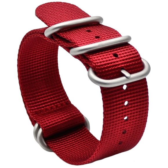 Red Nylon Nato Watch Strap Military 18mm or 22mm - Picture 1 of 7